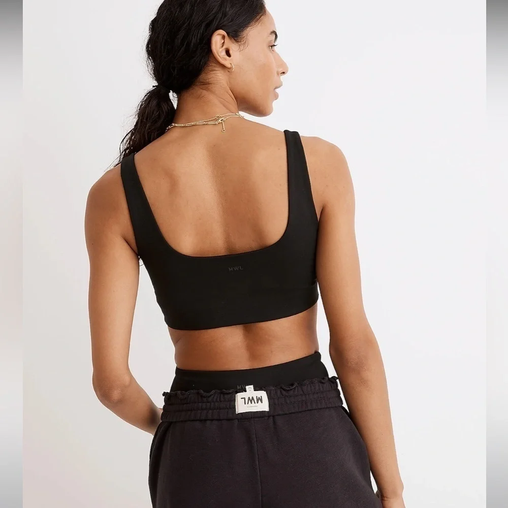 Madewell black Flex Square-Neck Sports Bra new size XXS - Picture 2 of 6
